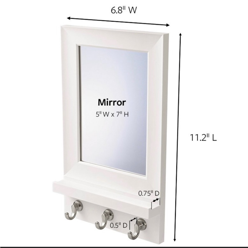 Key hooks with mirror and shelf